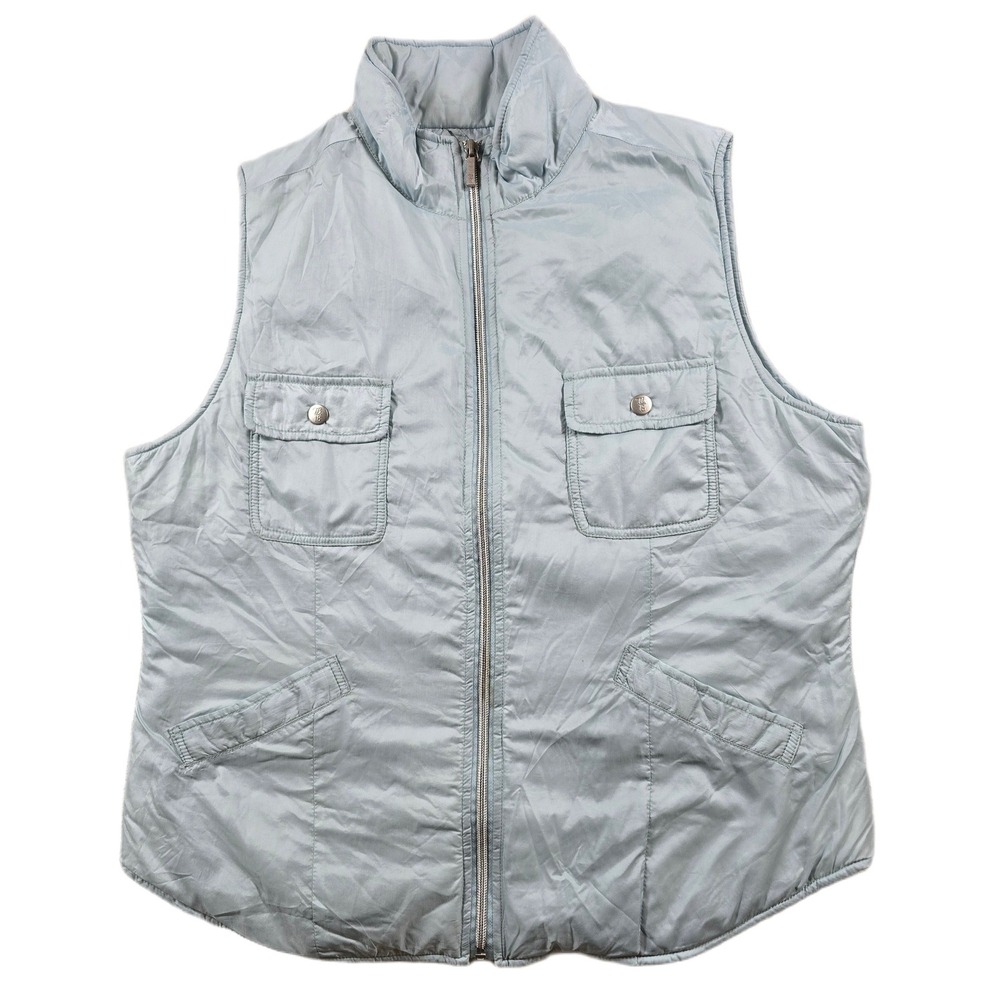 Tommy Bahama Golf 18 Vest Womens Large Light Blue Nylon Full Zip Mock Neck